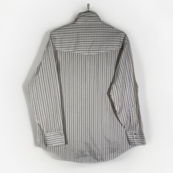 Vintage Ely Cattleman Western Pearl Snap Shirt Mens XL White Brown Striped - Picture 2 of 5